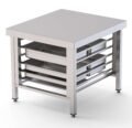 Mesa de Soporte Acero Inoxidable Para Hornos Con 6 Guias De 60x40 850x850x700h mm WTC085BK64O