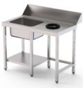 Mesa Acero Inoxidable Para Lavavajillas De Prelavado 1 Cubeta Con Estante 1100x750x850h mm IS17511DWIN0S1