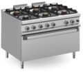 Cocina a gas 6  fuegos  3x7 + 3x11 Kw con Horno EXTRA GRANDE a Gas MFB912FMXXL MAGISTRA PLUS 900